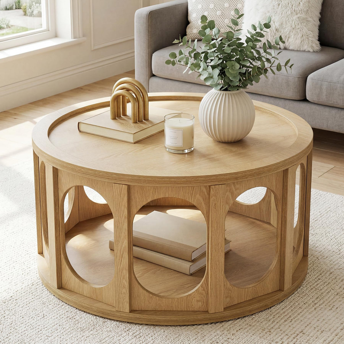 Round Coffee Table with Storage S879
