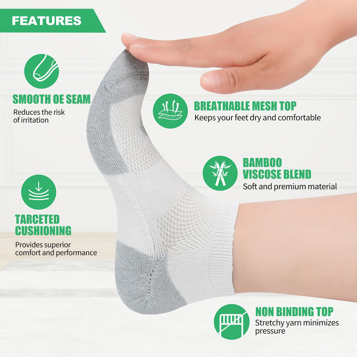 Diabetic Socks for Men, 12 Pairs Ankle & Low Cut Size 9-15 F3470