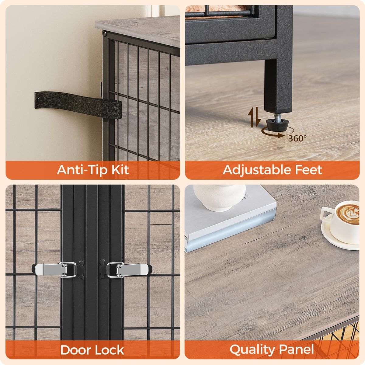 Greige Dog Crate Furniture A4362