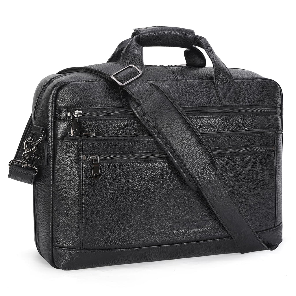 Black Leather 16 Inch Laptop Briefcase Bag G15496