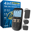 4 in 1 TENS Unit EMS Massage Muscle Stimulator Dual Channel Rechargeable U180256