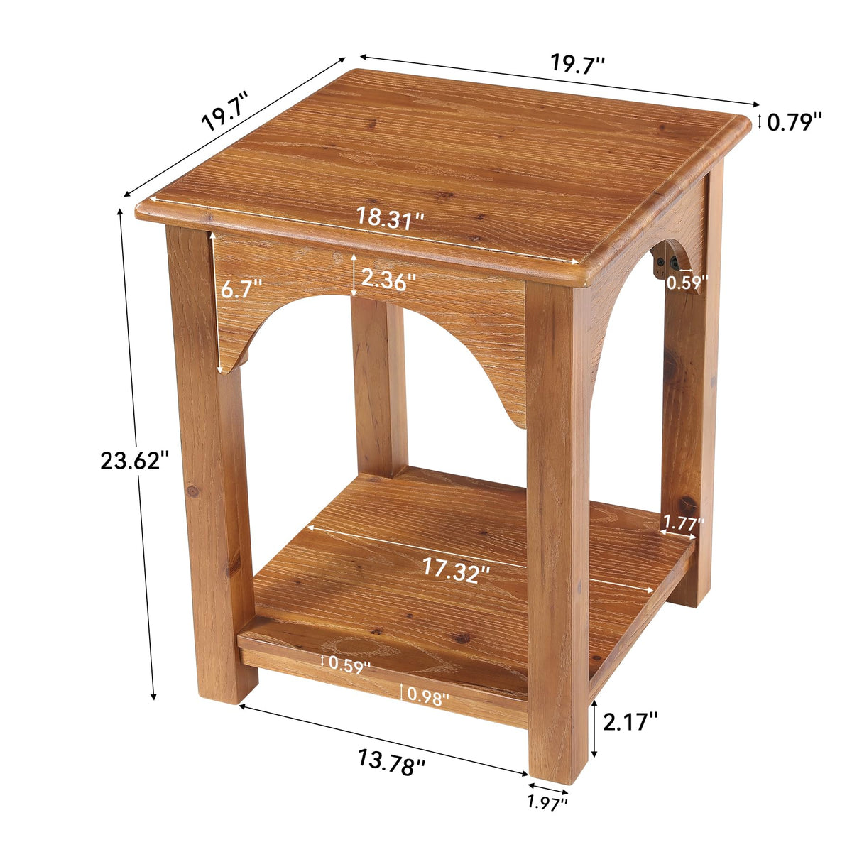 Set of 2 Solid Wood 2-Tier Side Table H484166