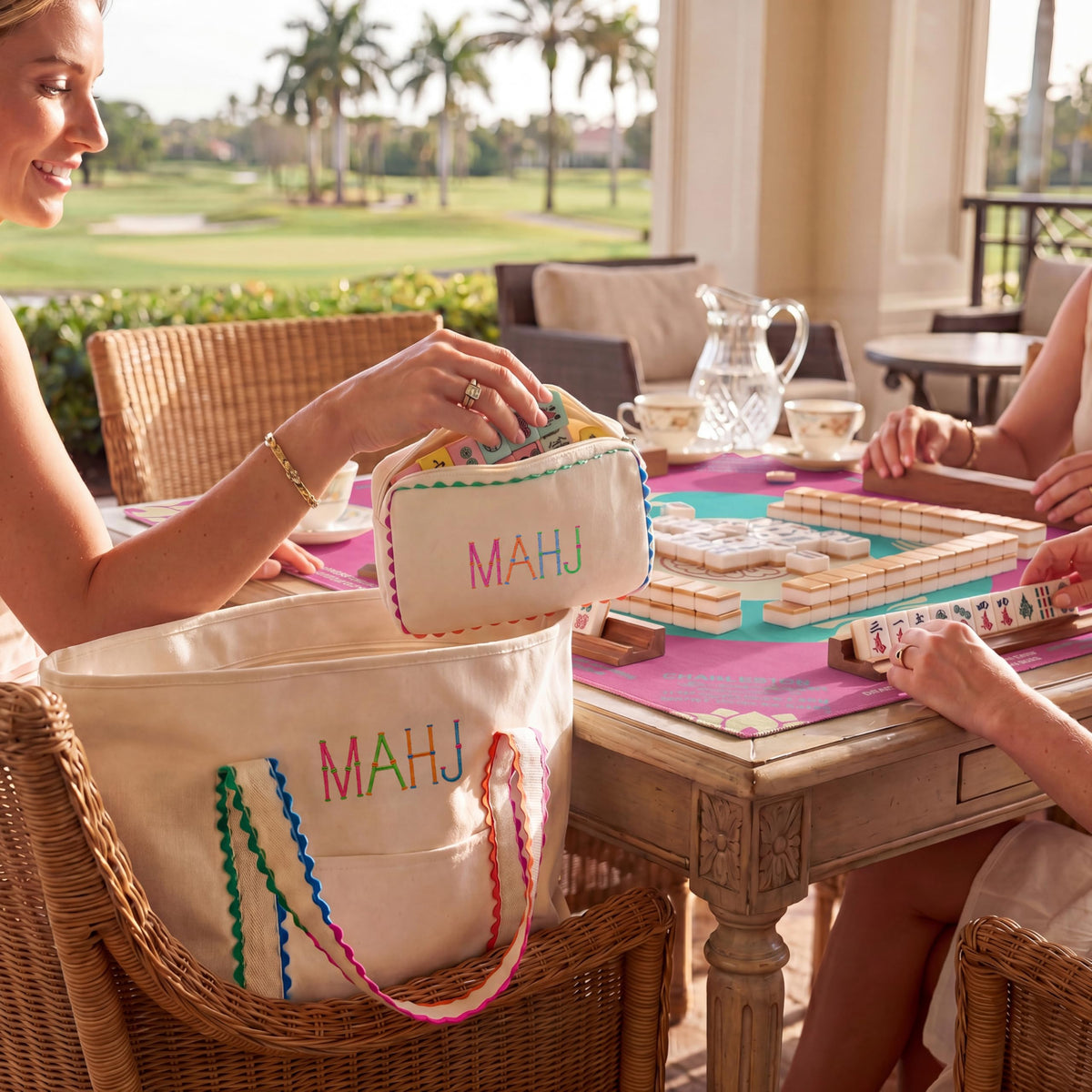 3 Pcs Canvas Mahjong Bag Set B7103