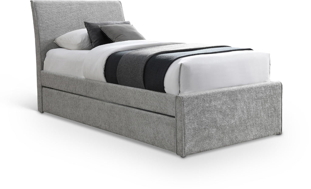 Grey Chenille Twin Trundle Bed H2120
