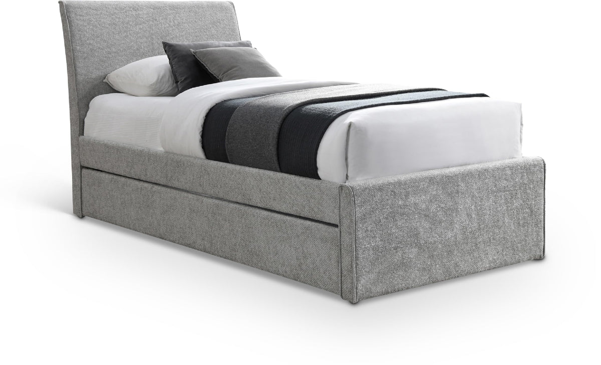 Grey Chenille Twin Trundle Bed H2120