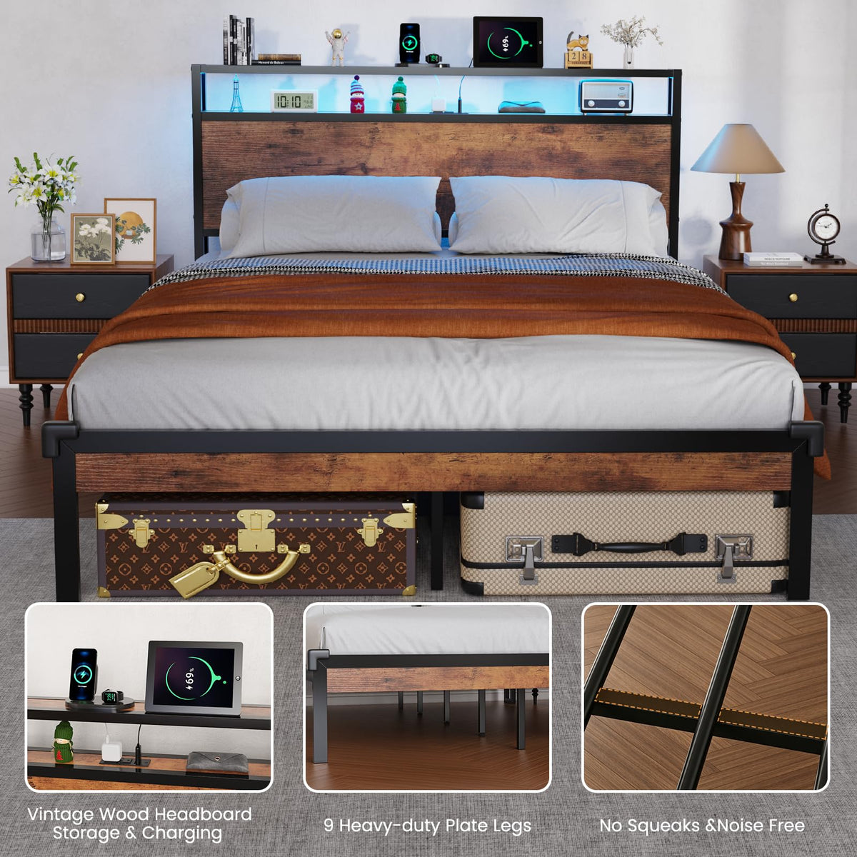 Full Size Bed Frame with Headboard A91488