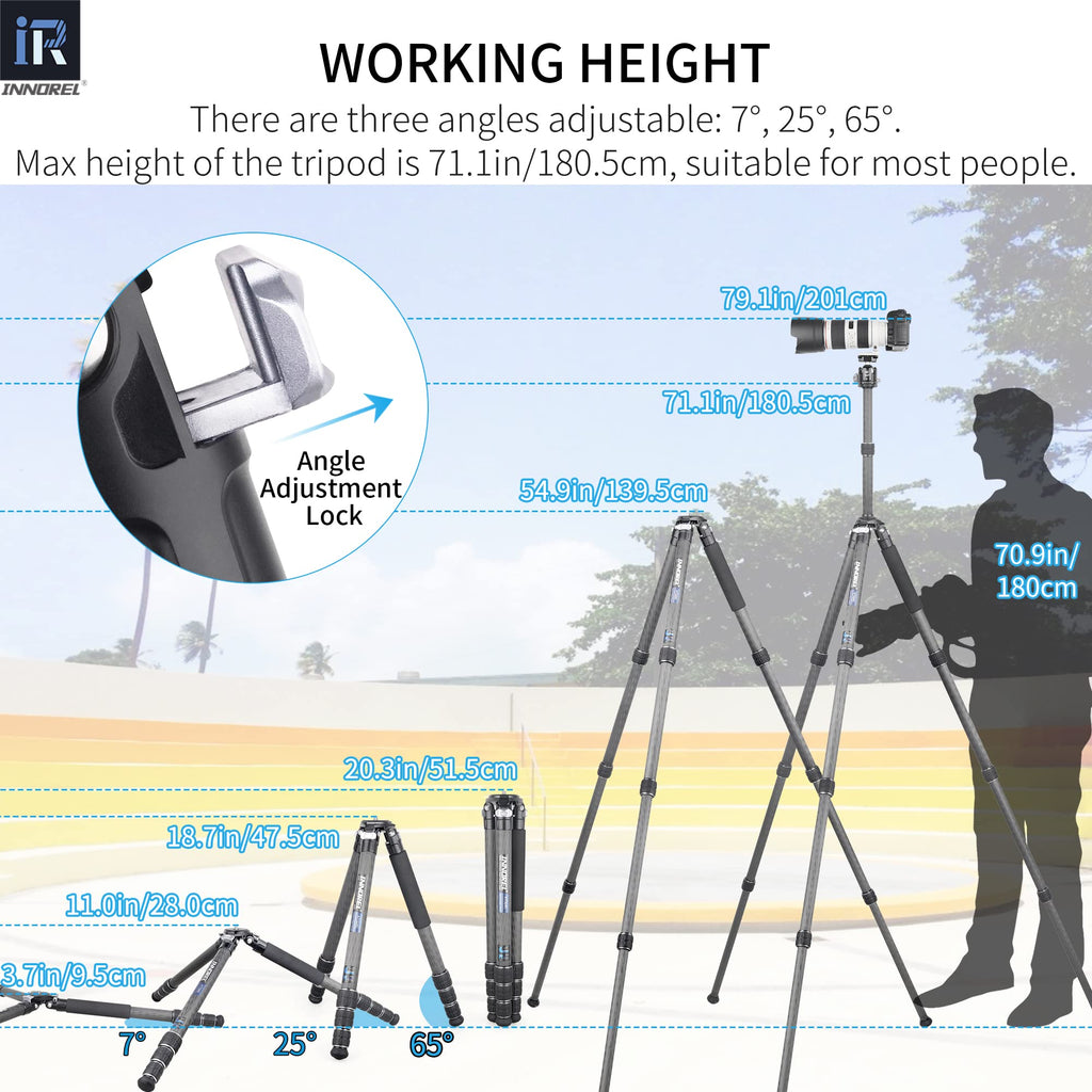 Carbon Fiber Tripod Without Head Portable Compact Travel Tripod 55lbs Max Load D244