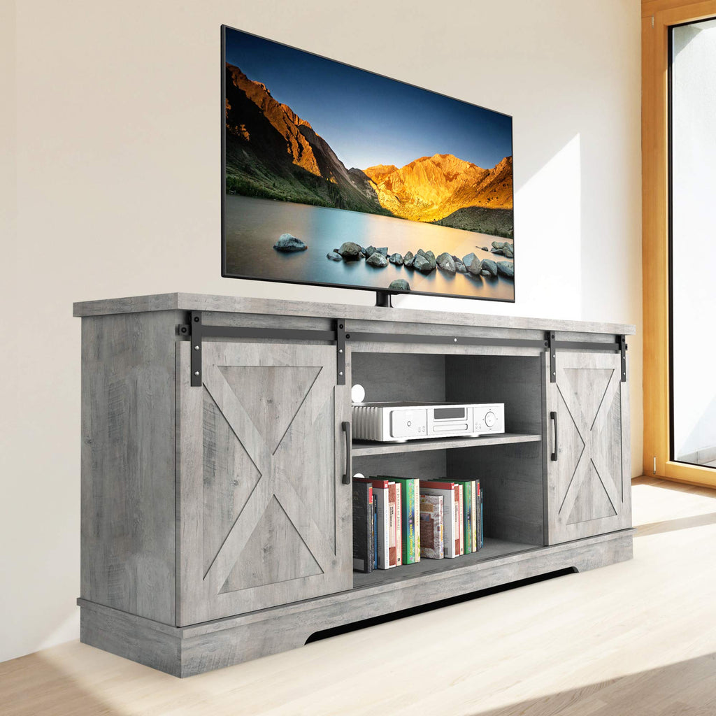 65 Inch Oak TV Stand with Storage Cabinet I409