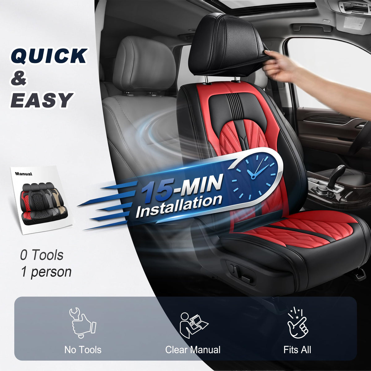Leather Full Set 5 Seats Seat Covers Z6422