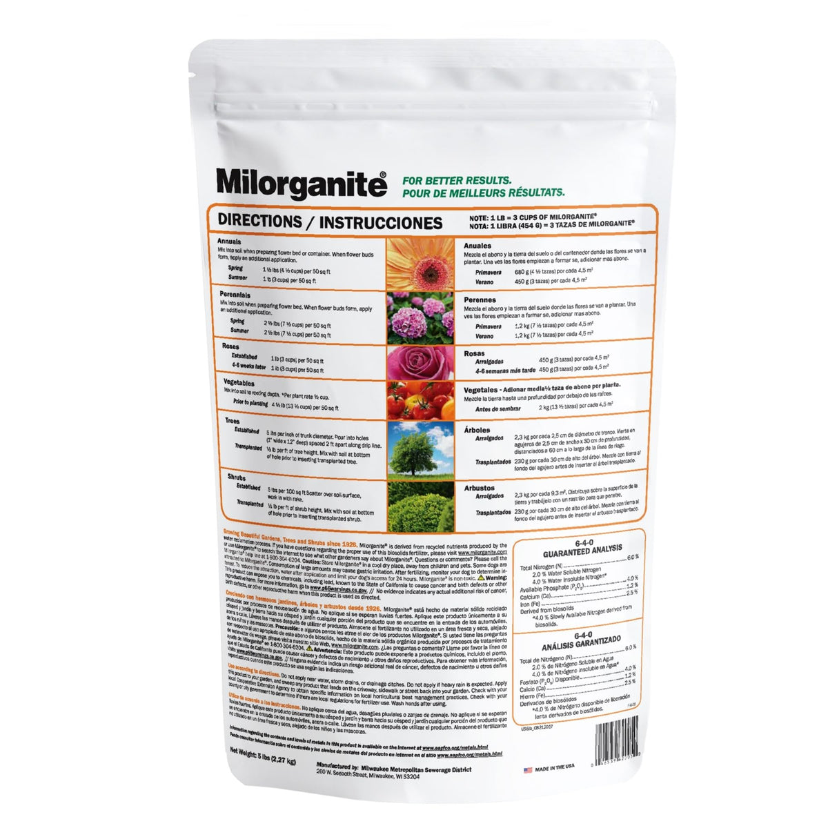 Slow-Release Nitrogen 6-4-0 Fertilizer, 5 Pound Bag (Pack of 4) T980