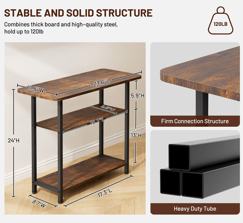 3-Tier Side Table with Storage Tabletop H5605