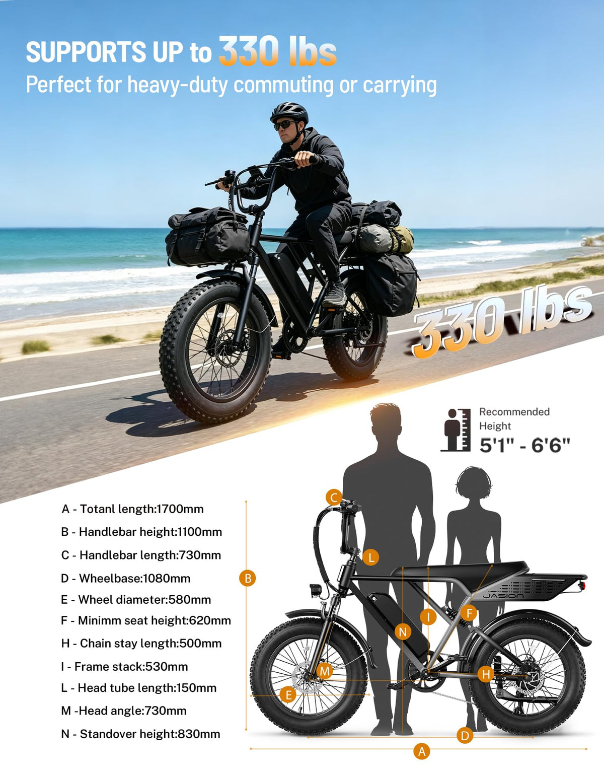 Electric Bike with 48V Removable Battery P40738