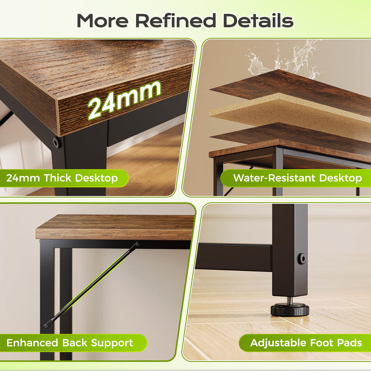 53" L Shaped Computer Desk with Outlets L5220