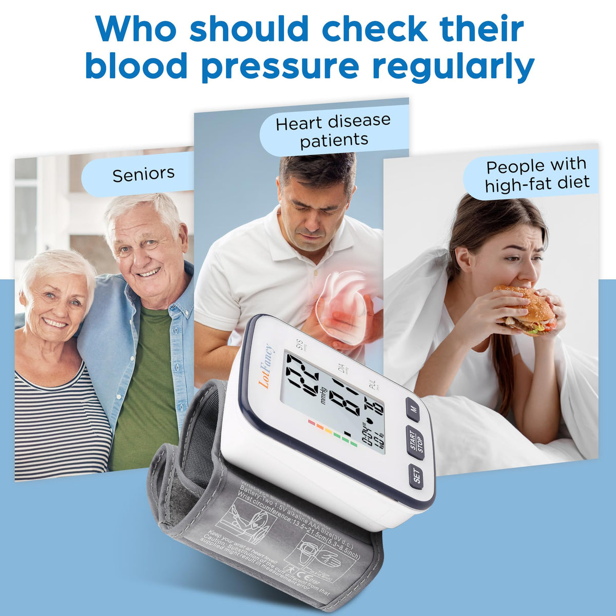 Automatic Wrist Blood Pressure Monitor with Adjustable Cuff and 120 Memory N6440