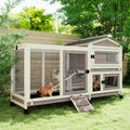 2 Story Wooden Rabbit Hutch with 6 Lockable Wheels H942