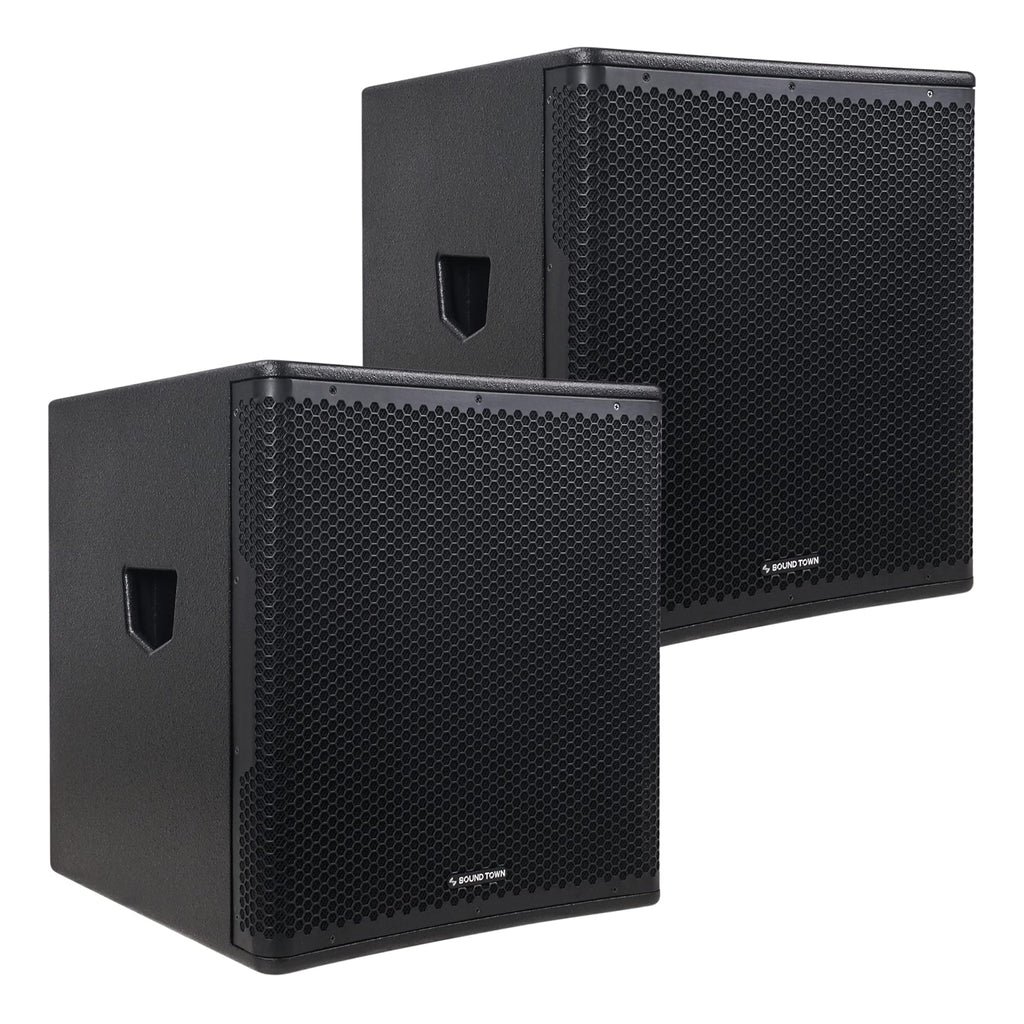 Pair of 18" 2400W Powered Subwoofers S8307