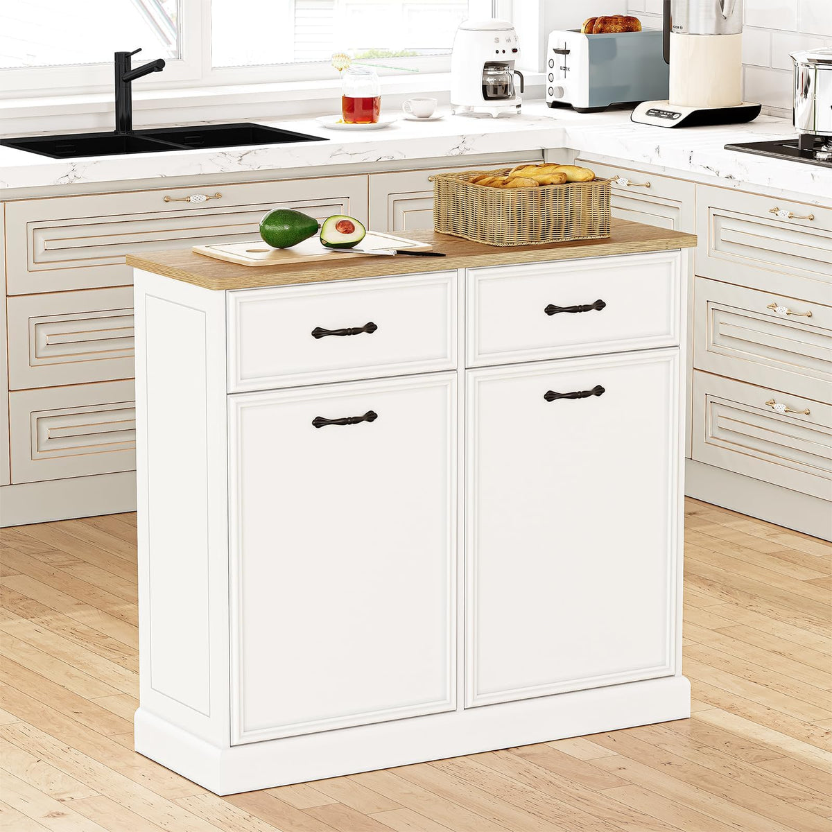 White 20 Gallon Tilt-Out Trash Cabinet F861732