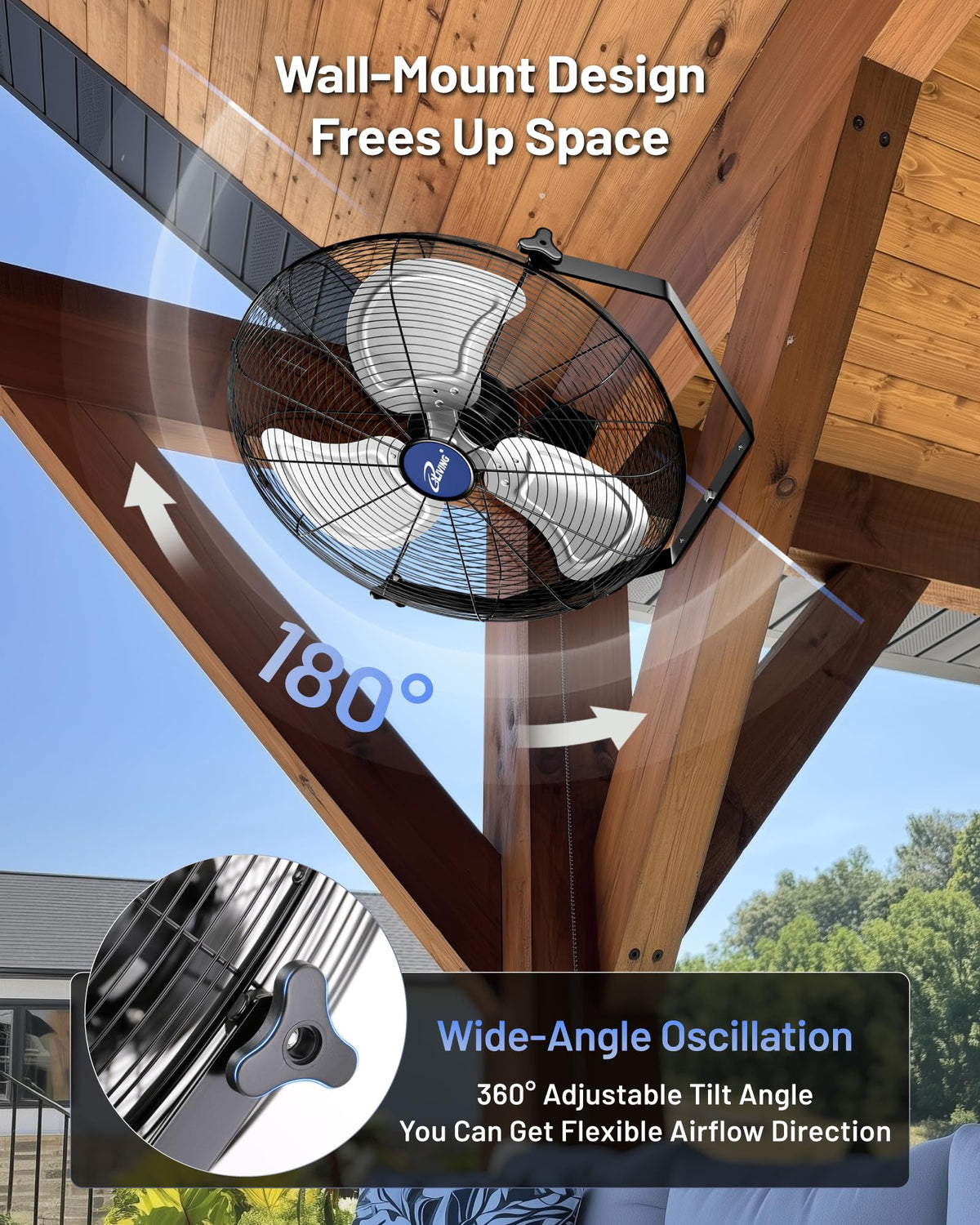 20" Variable Speed Indoor/Outdoor Fan, 4650 CFM, Black Y724