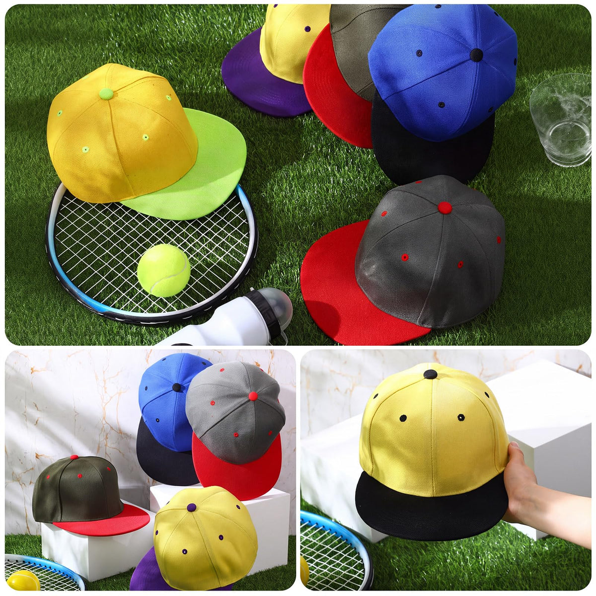 30 Pcs Flat Bill Snapback Hats Bulk Adjustable K8279
