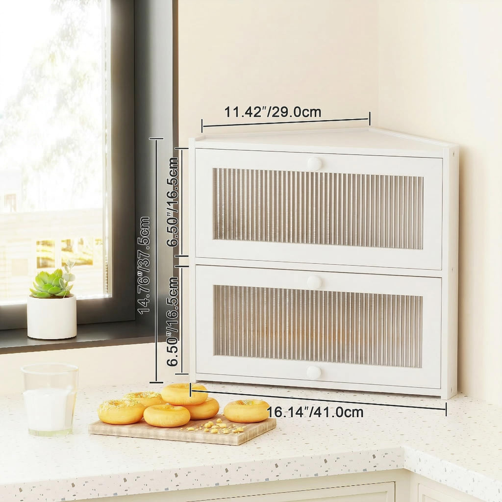 White Double Layer Bamboo Corner Bread Box R399