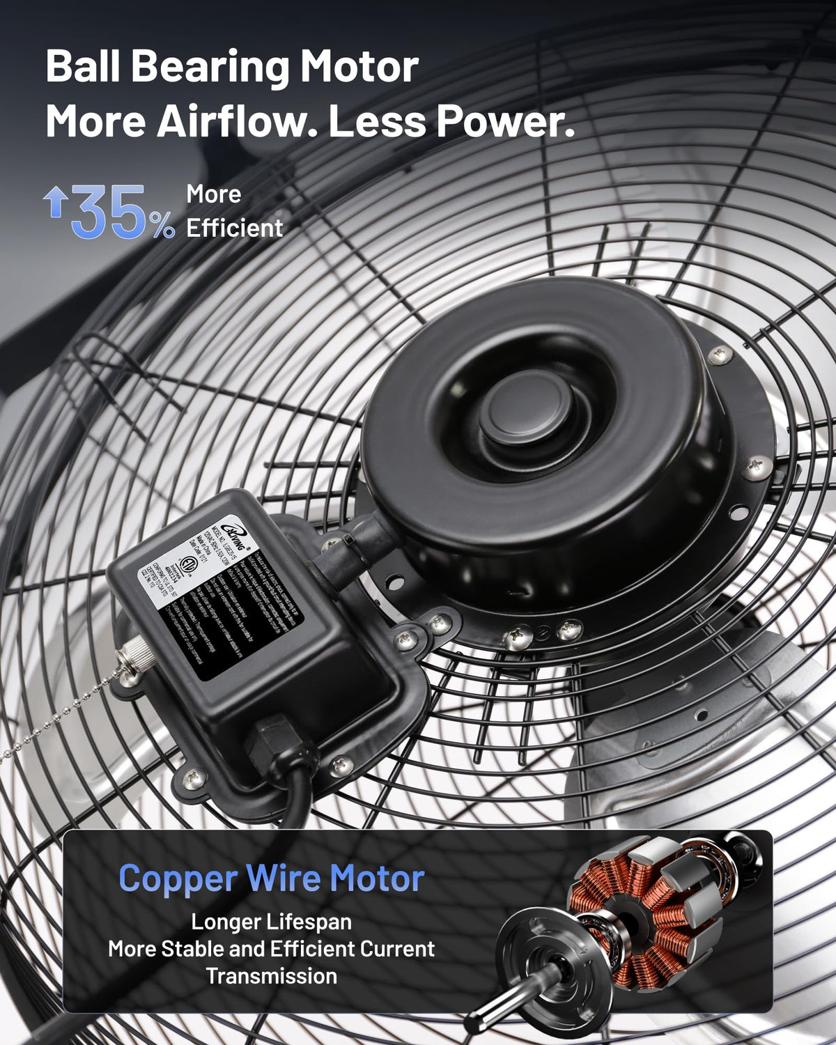 20" Variable Speed Indoor/Outdoor Fan, 4650 CFM, Black Y724