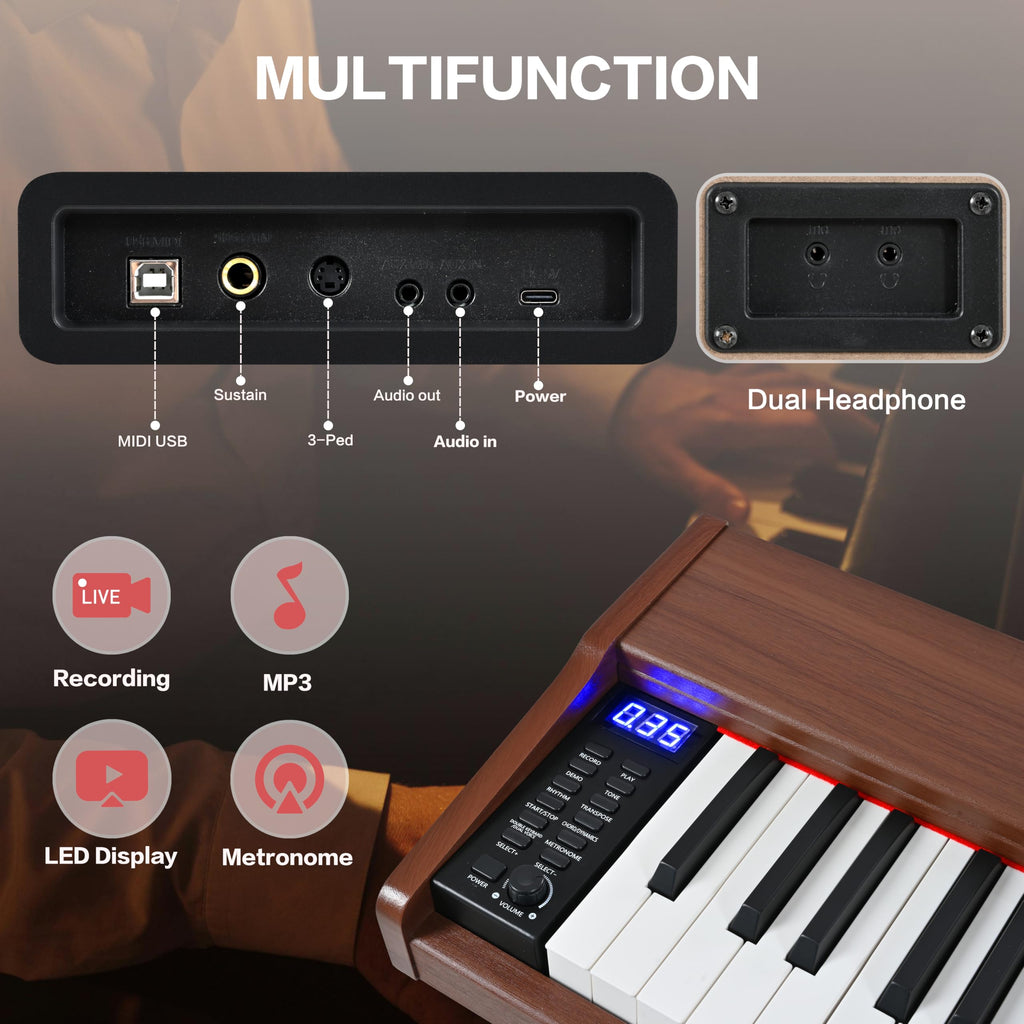 88 Key Weighted Digital Piano with Bench and Stand N3157