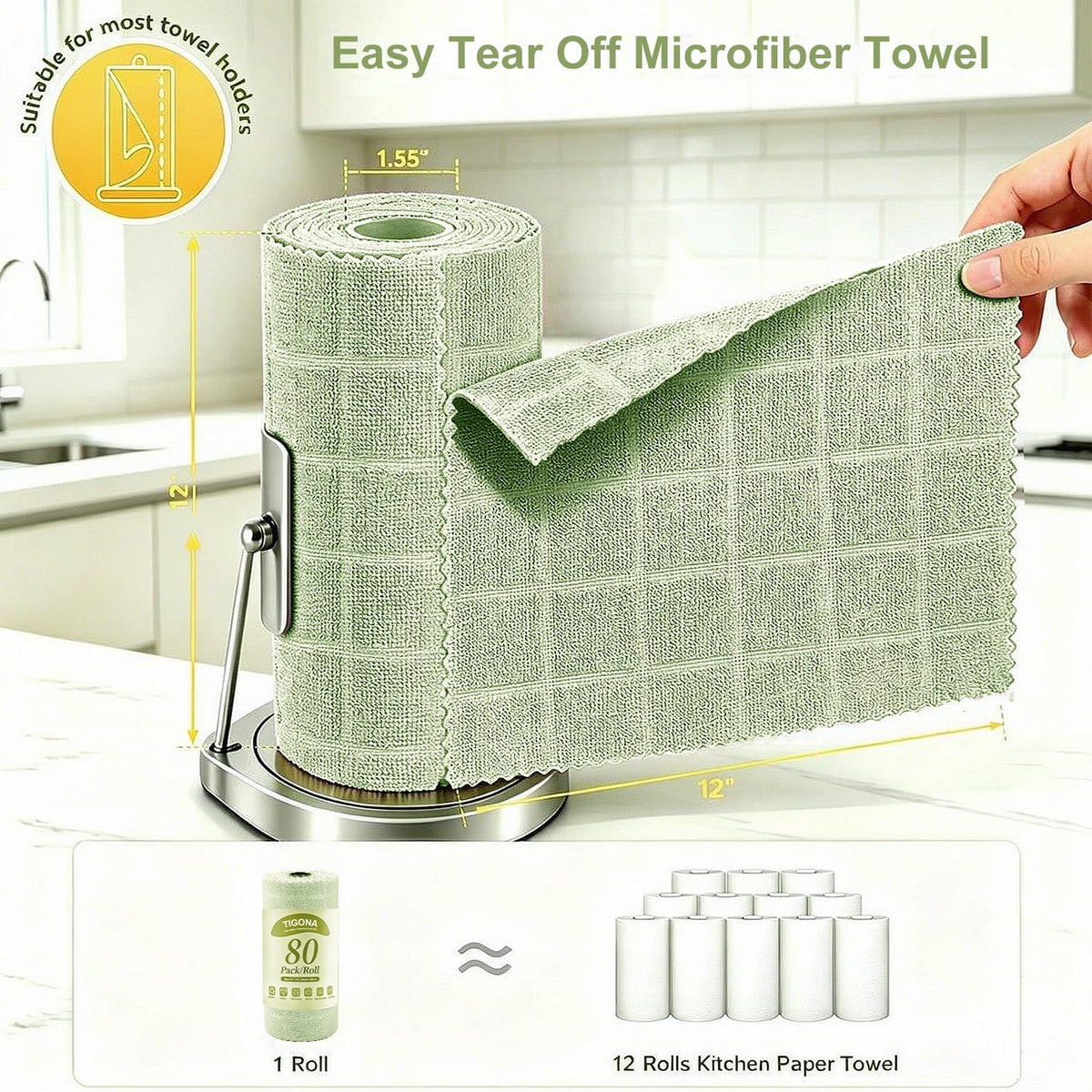 80 Pack Microfiber Cleaning Cloth Roll X4408