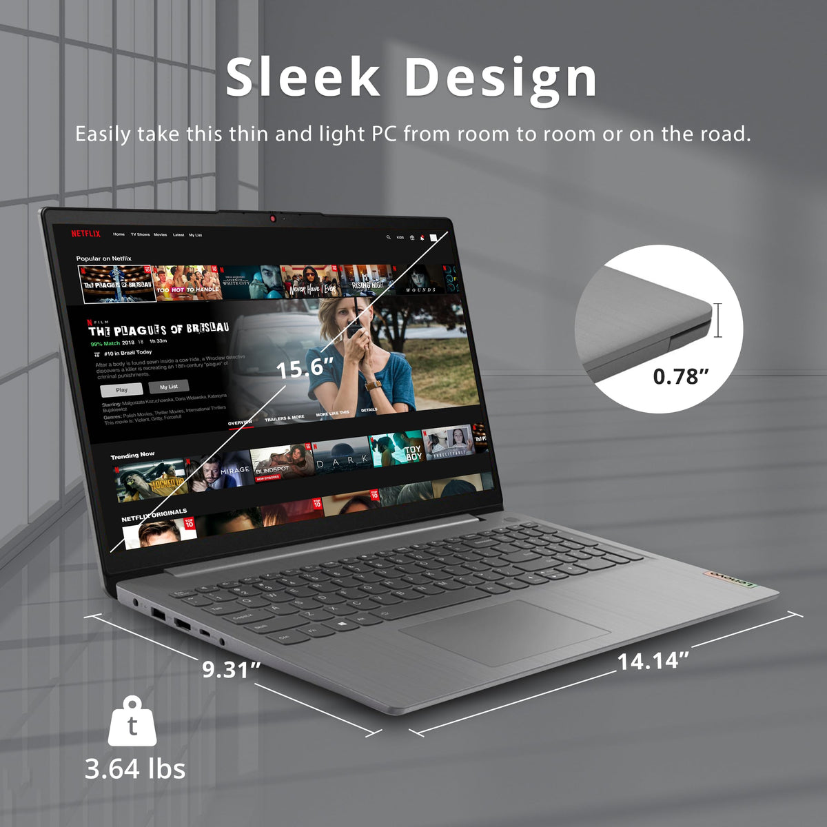 15.6" FHD Touch Laptop, Intel i3, 8GB RAM, 256GB SSD, Grey X8196