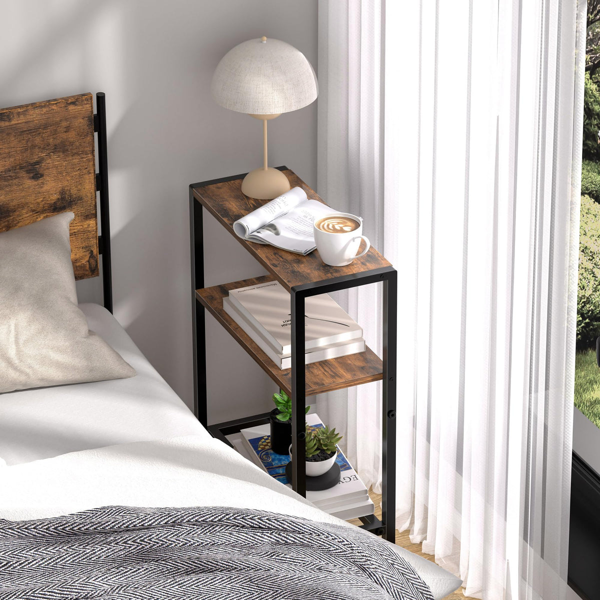 Narrow 2-Tier Side Table with Shelf K61655