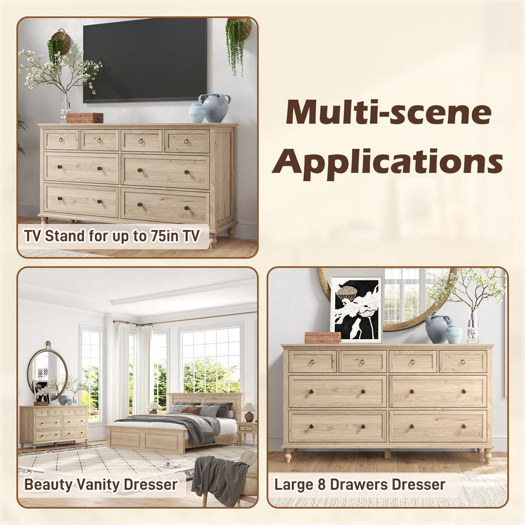 Rustic Wood 8 Drawer Dresser B773
