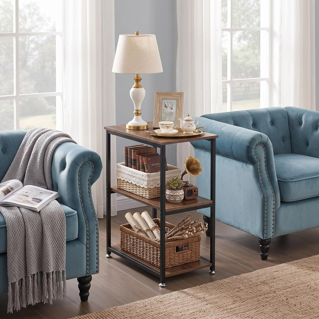 Tall End Side Table with 3-Tier Storage Shelf W957050