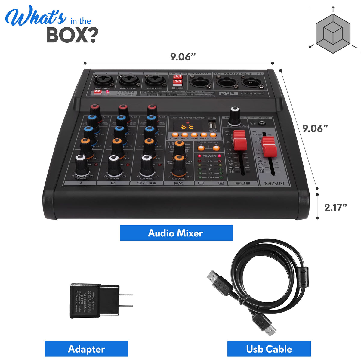 3-Channel DJ Audio Mixer with 16 Preset DSP Effects U51539
