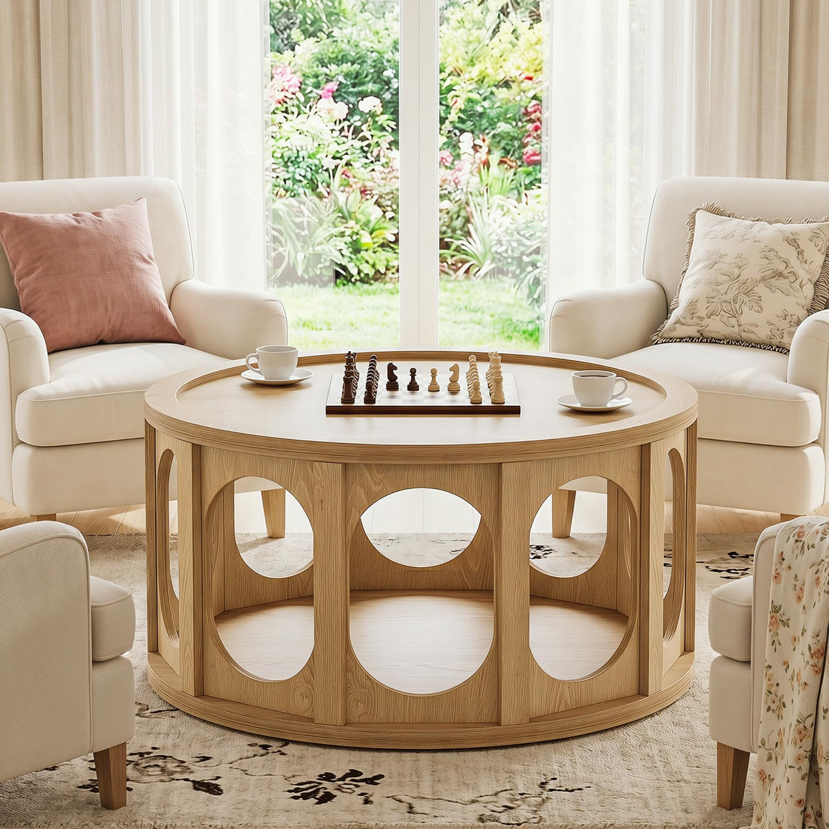 Round Coffee Table with Storage S879
