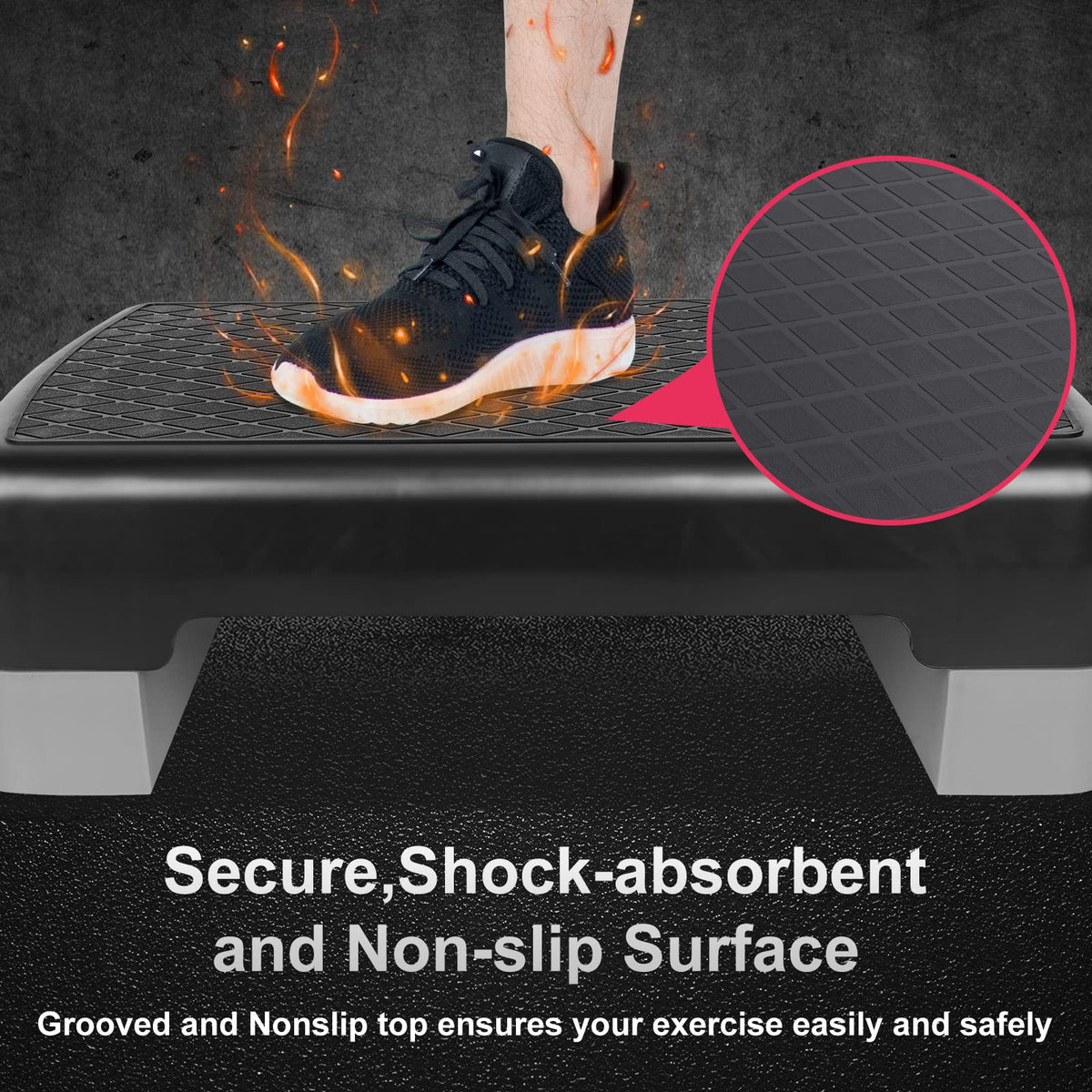 Adjustable 4"-6" Step Aerobics Platform with 2 Riser W7263