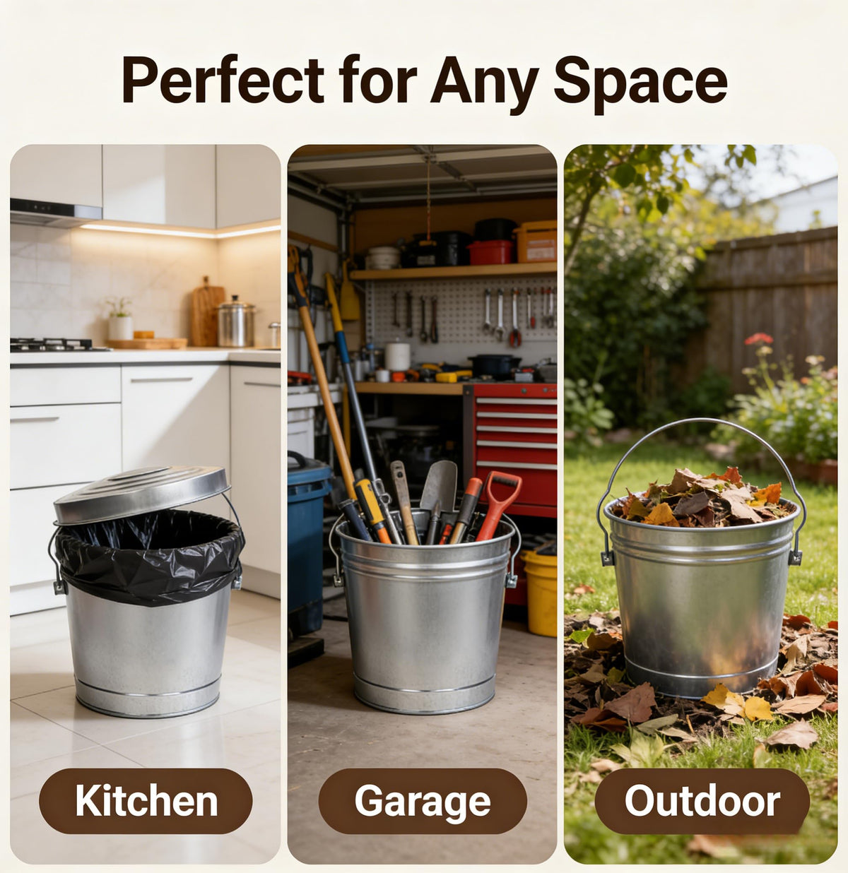 6 Gallon Galvanized Metal Trash Can with Lid J108