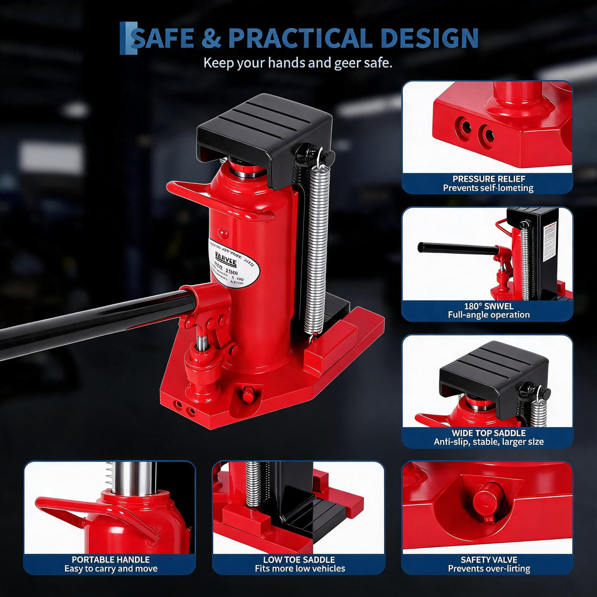 2.5 Ton Toe 5 Ton Top Air Hydraulic Floor Jack A6004