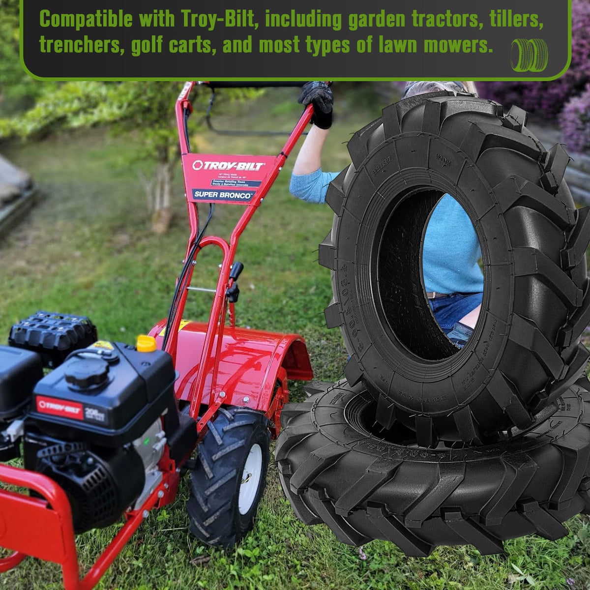 2 PCS 4.80/4.00-8 Tubeless Lawn Garden Tires L685