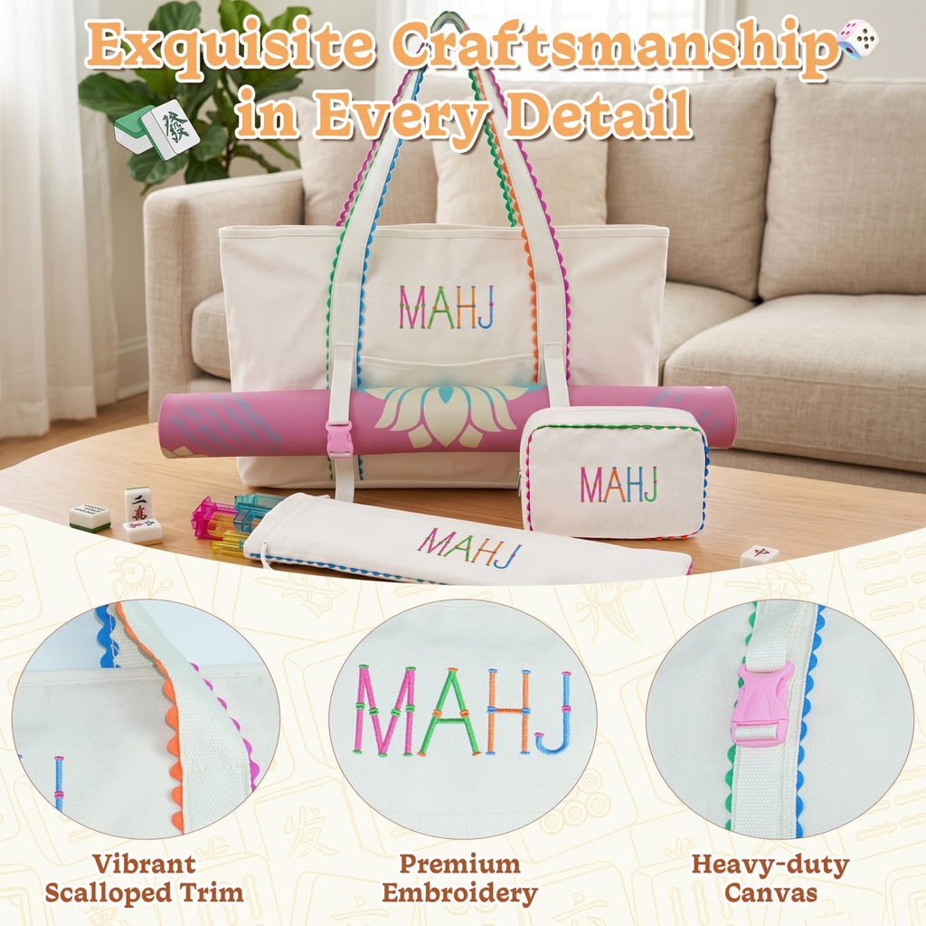 3 Pcs Canvas Mahjong Bag Set B7103