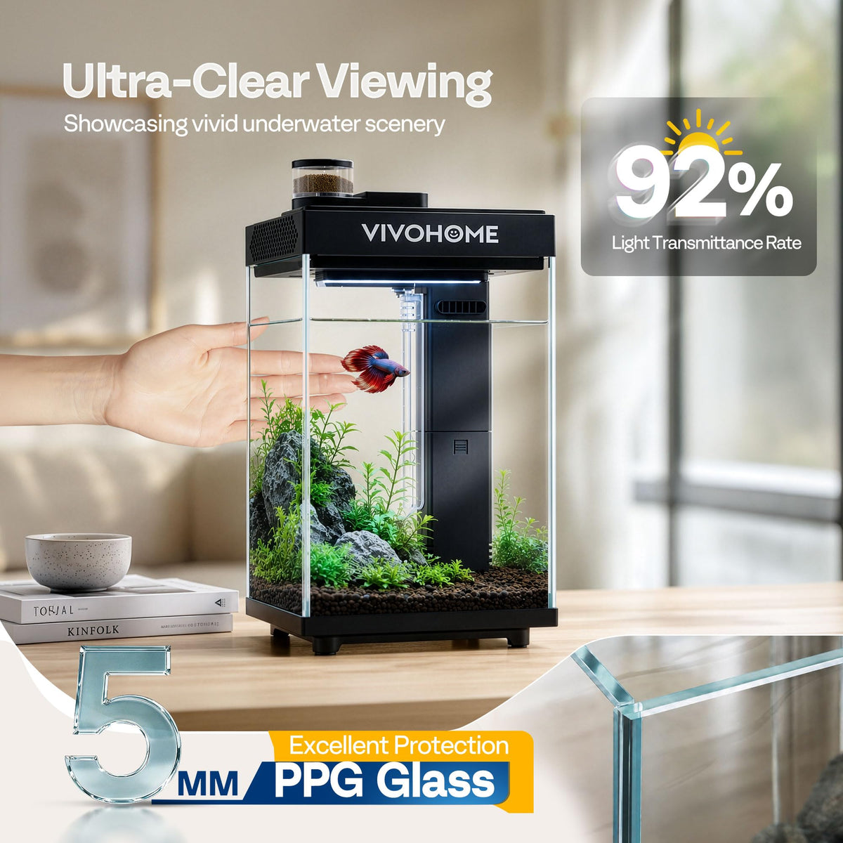 2 Gallon Smart Fish Tank with Auto Feeder G8406