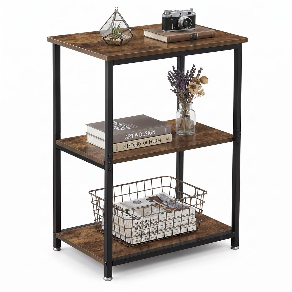 Tall End Side Table with 3-Tier Storage Shelf W957050