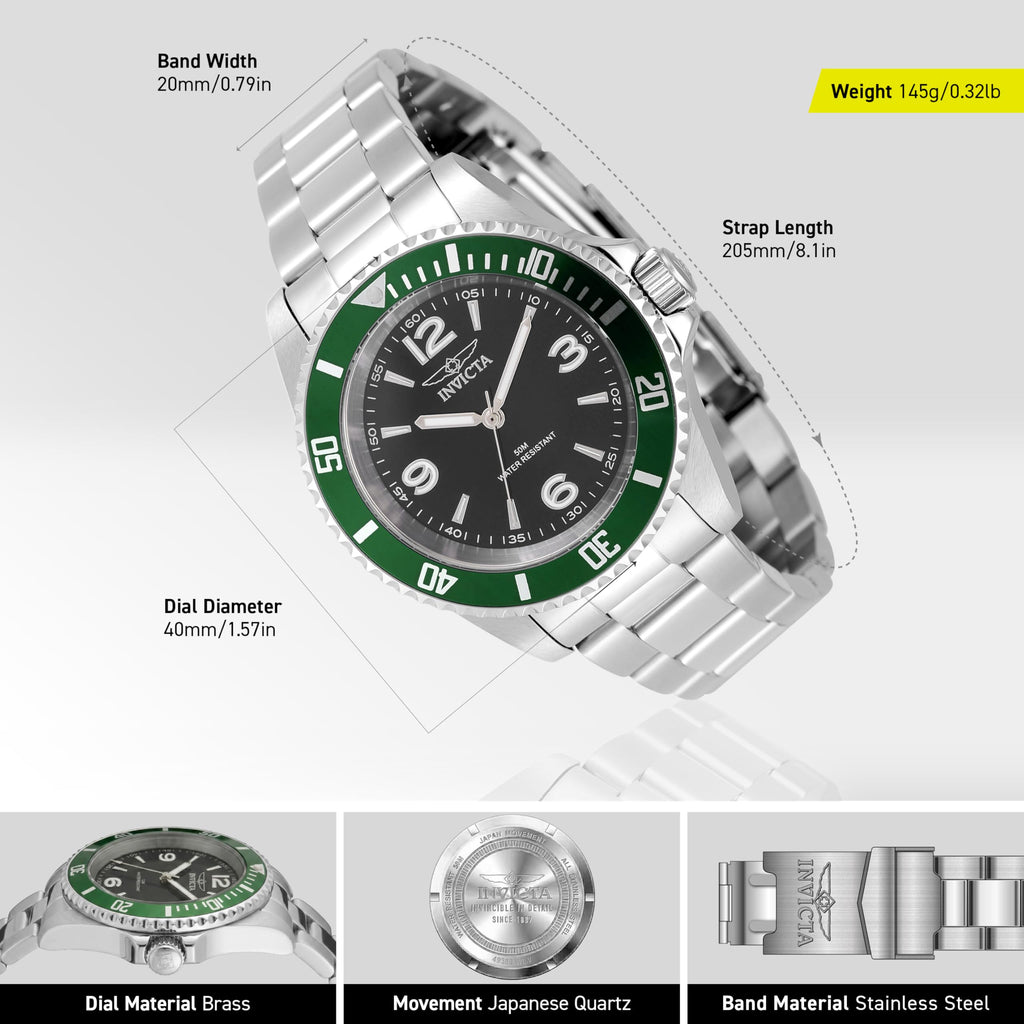 40mm Stainless Steel Black Dial Quartz U950