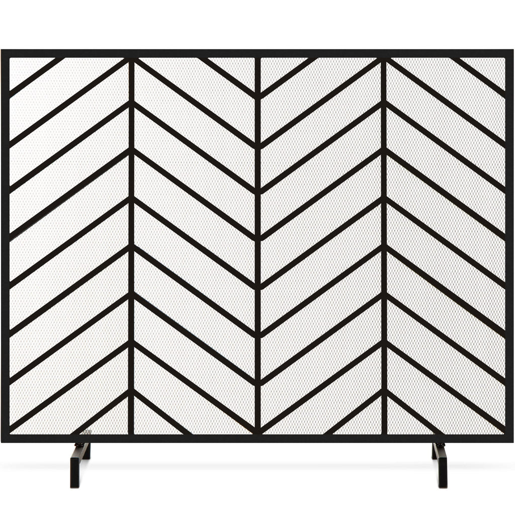 38x31in Wrought Iron Mesh Chevron Fireplace Screen X8040
