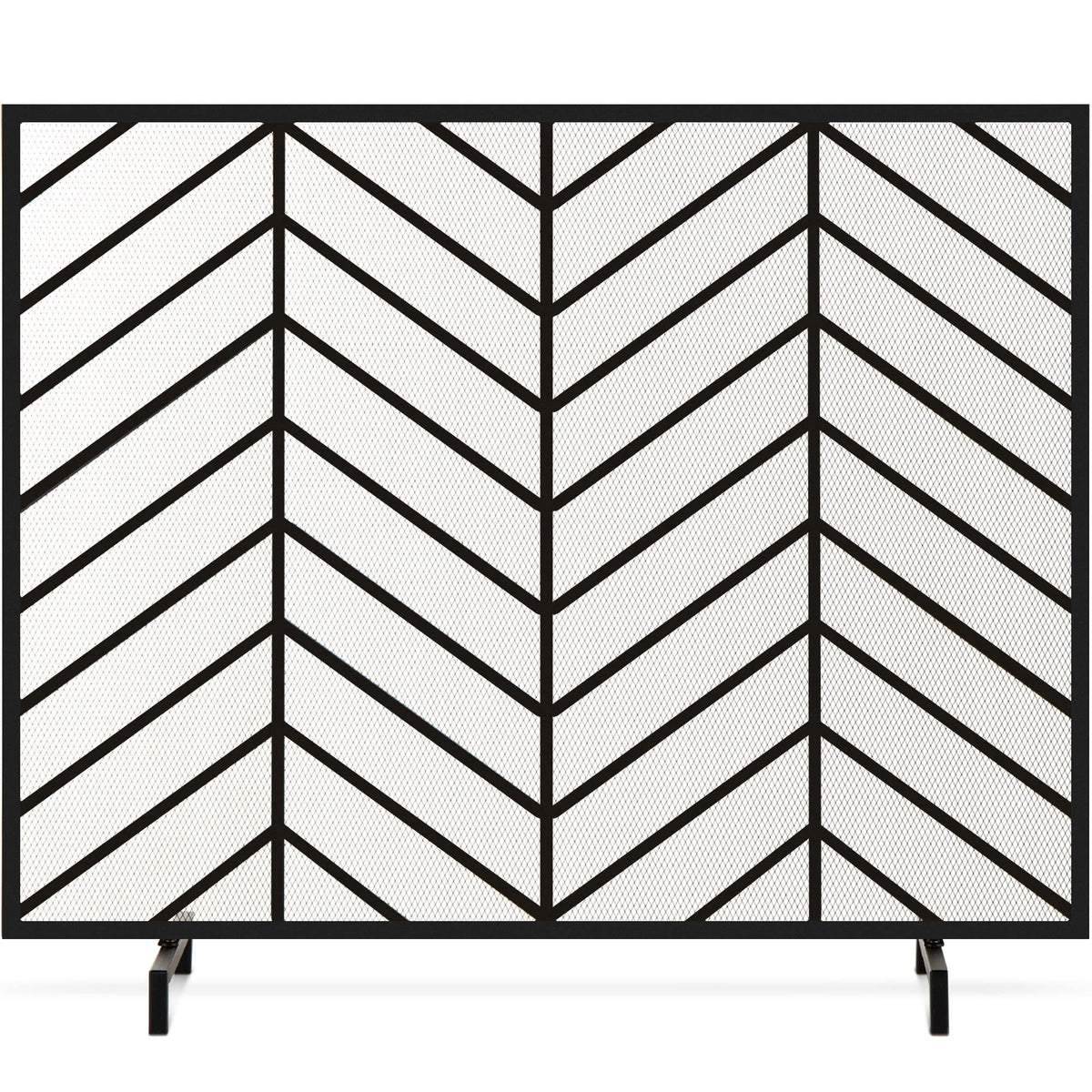 38x31in Wrought Iron Mesh Chevron Fireplace Screen X8040