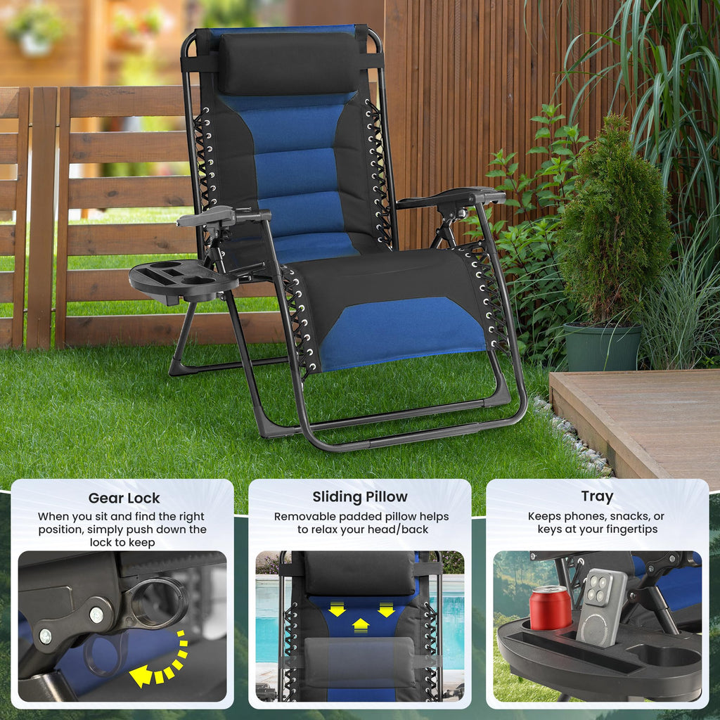 Oversized Zero Gravity Chair 2 Pack Black Blue K912