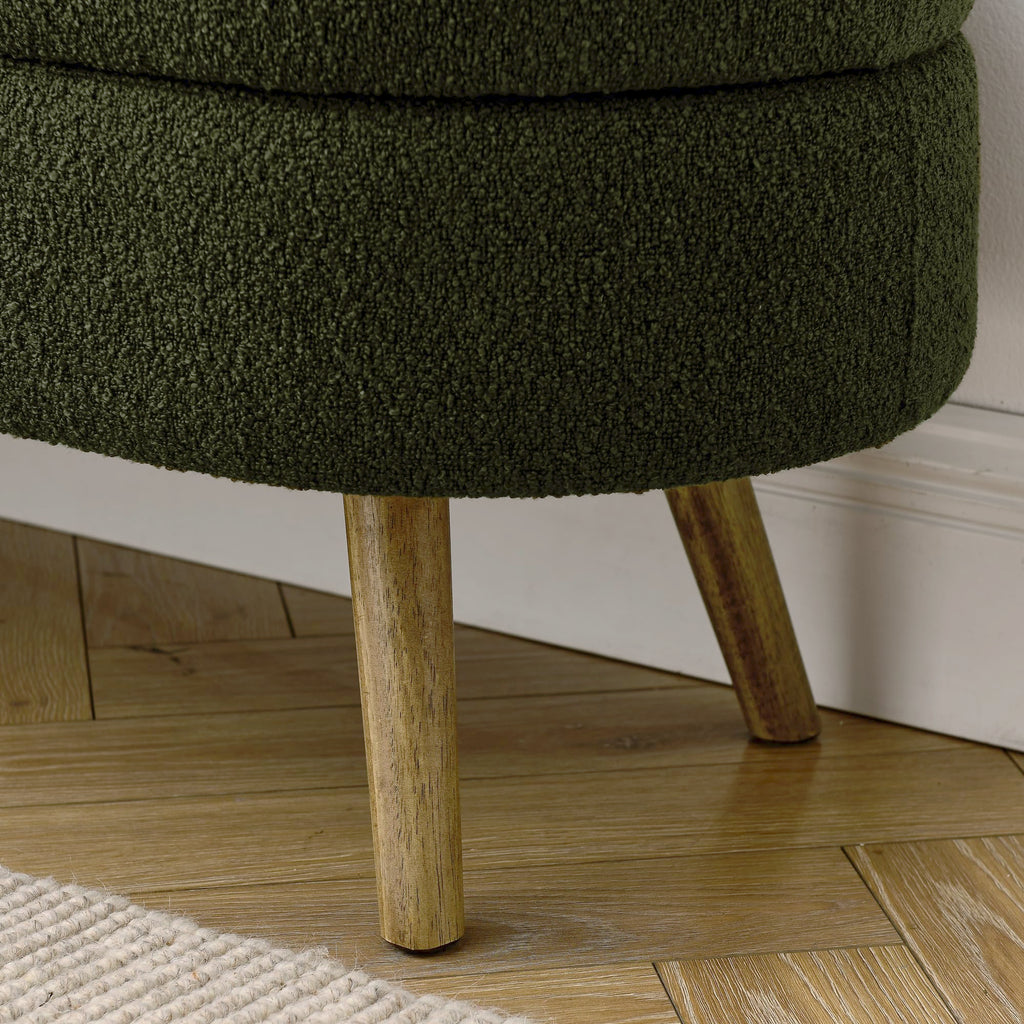 Oval Storage Bench with Rubber Wood Legs Green G787741