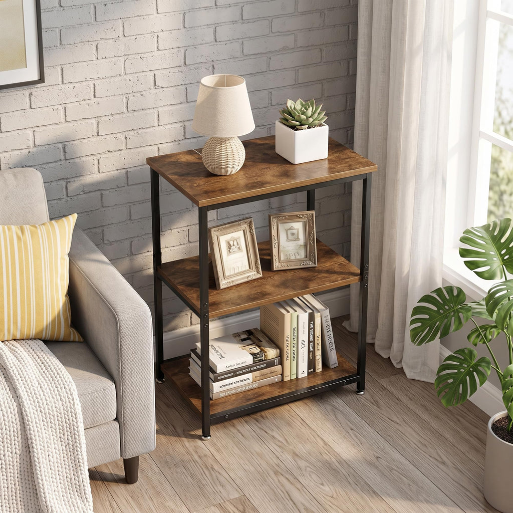 Tall End Side Table with 3-Tier Storage Shelf W957050