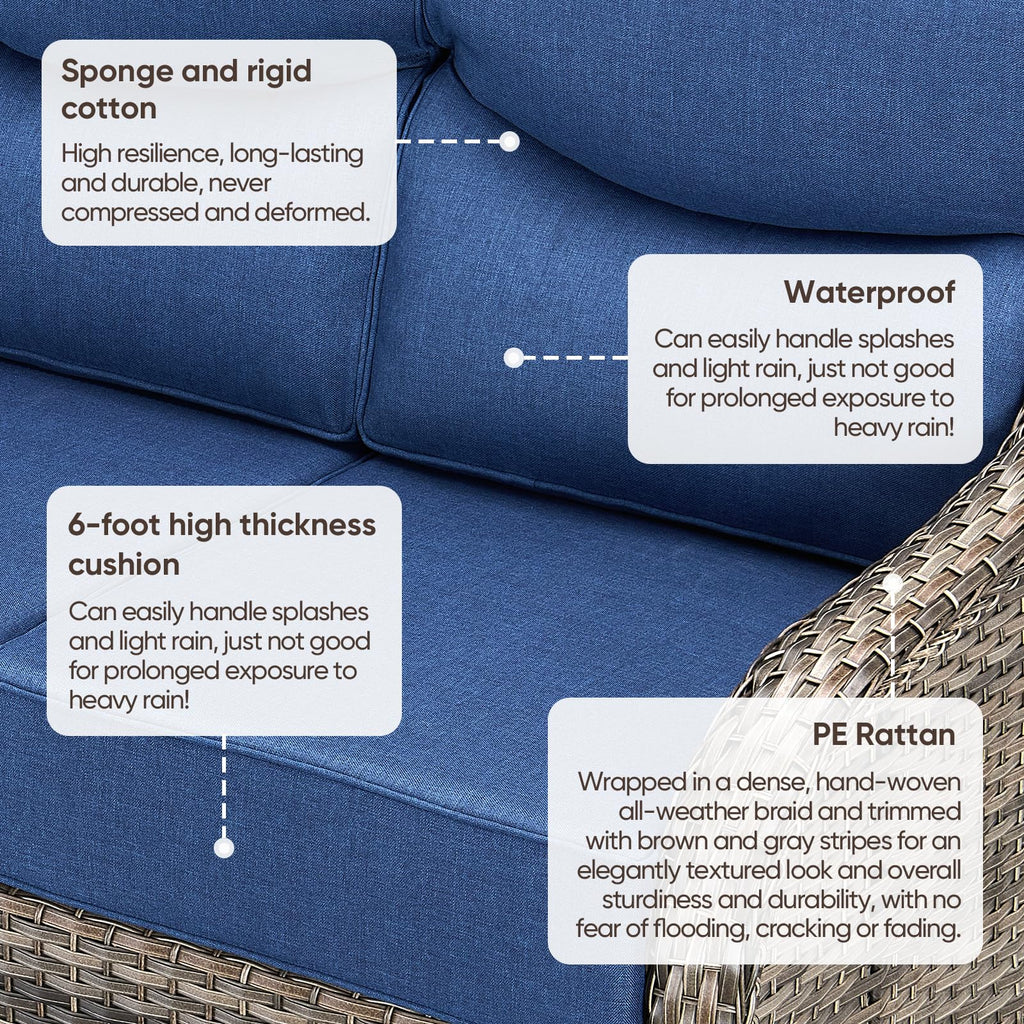 Grey Wicker 3-Seat Outdoor Sofa with Cushion V198389