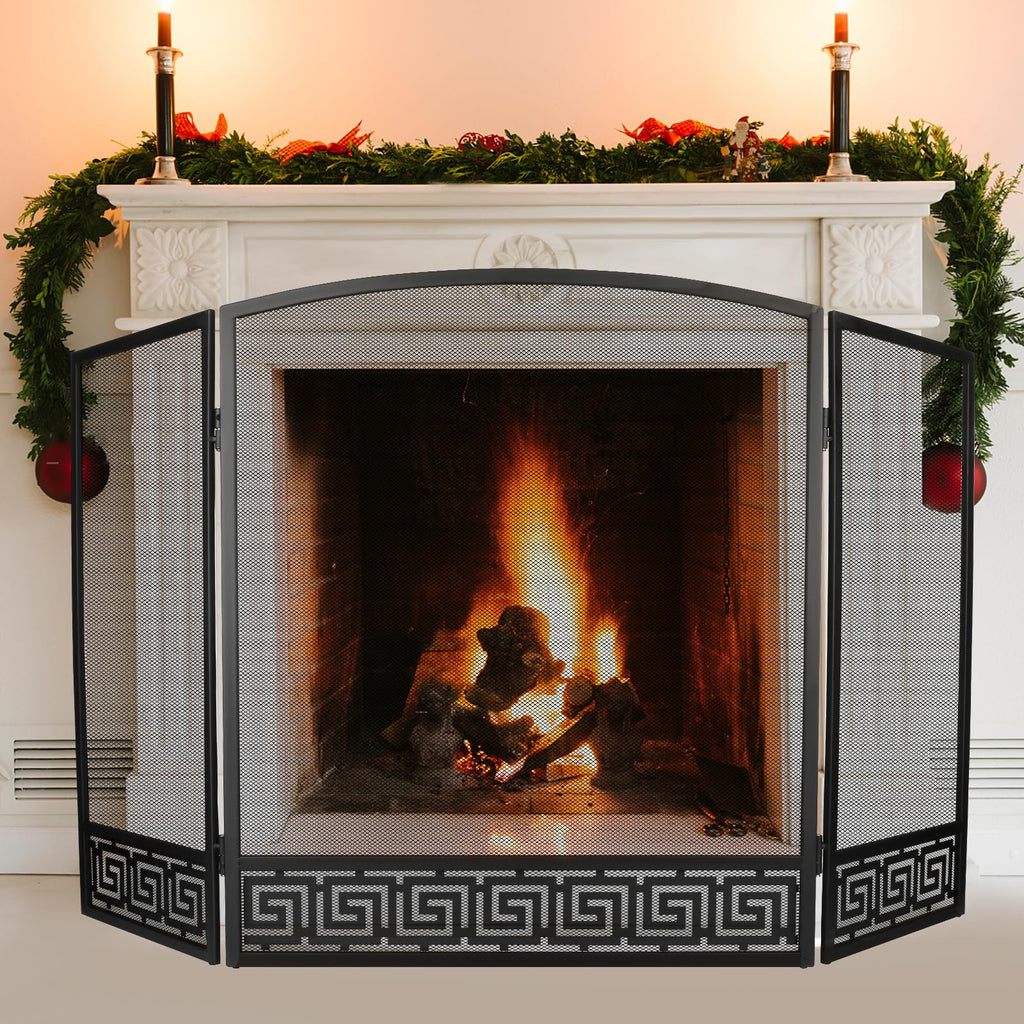 Arched 3 Panel Folding Fireplace Screen W274910