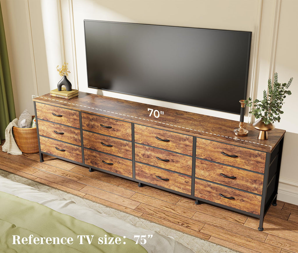 70 Inch 12 Fabric Drawer Dresser A9738