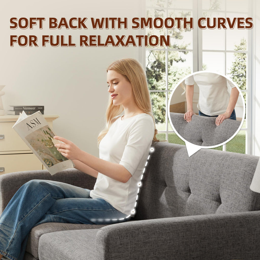 65.2" W Grey Button Tufted Loveseat Sofa Z1014